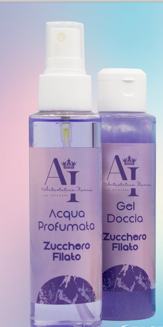 Set gel doccia ed acqua profumata allo zucchero filato